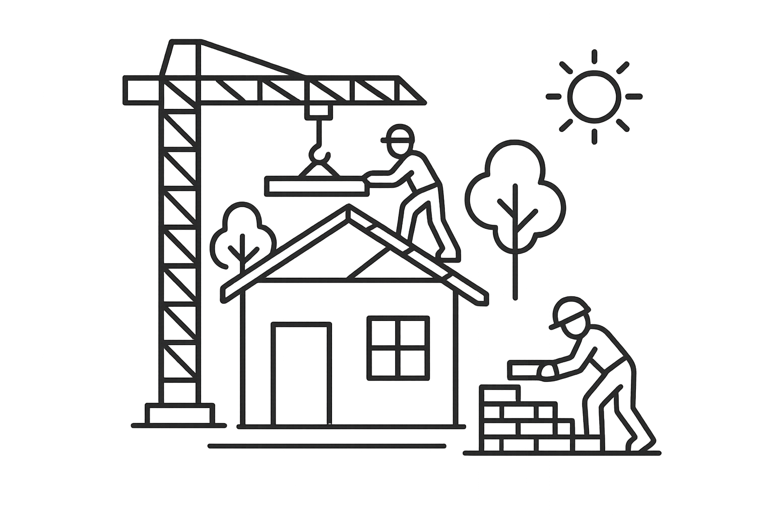 House construction illustration